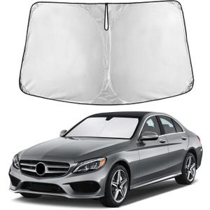 EcoNour Windshield Sunshade Compatible for Mercedes Benz C Class 2008-2019 2020 2021, W205 C250 C300 C400 Sun Visor for Front Windshield & Window Sun Shade Cover, UV Heat Protector, Car Accessories