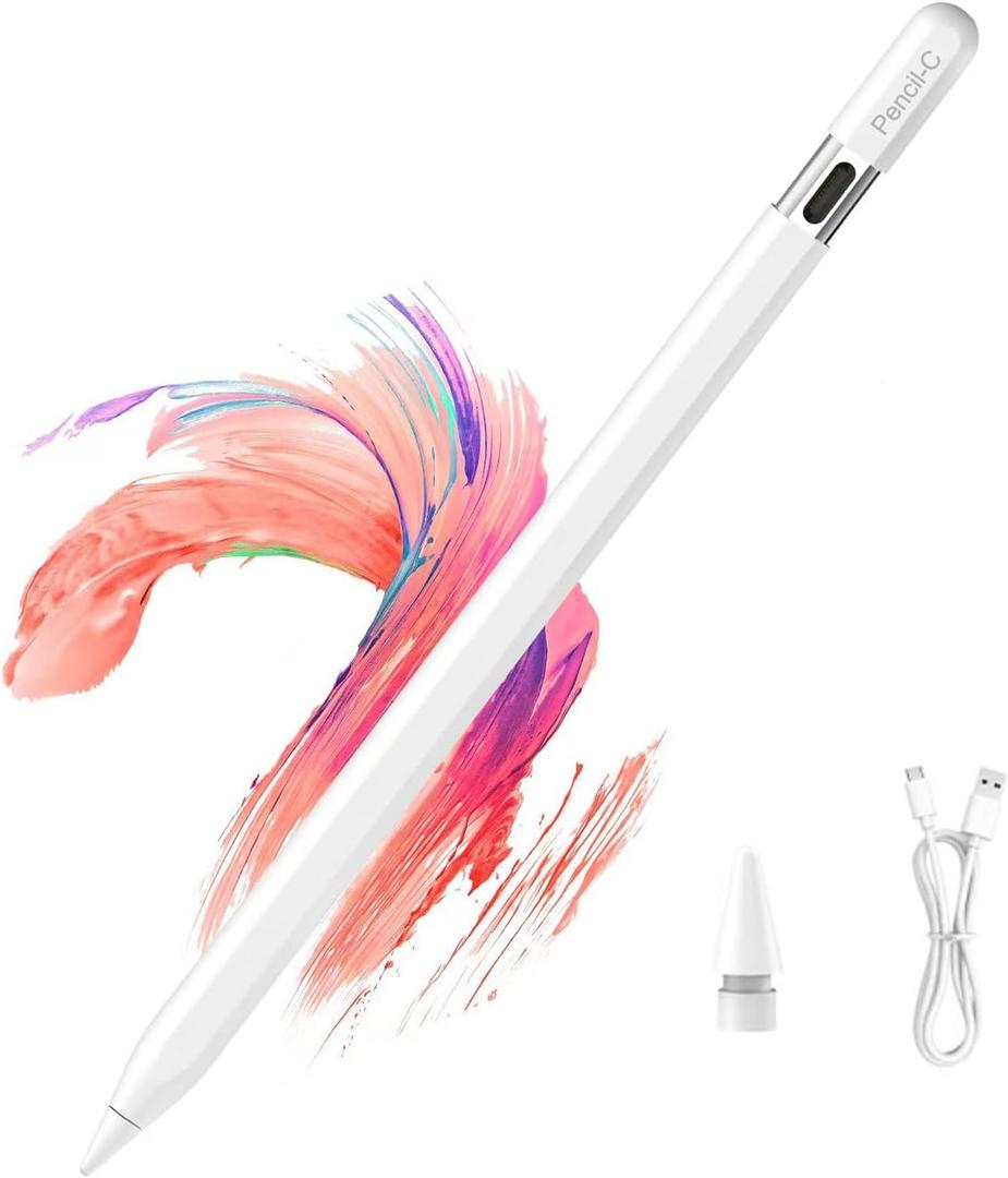 Stylus Pen for iPad 2024-2025 Release, 4X USB-C Fast Charging Pencil Pro for iPad 11/10/9/8/7/6th Gen, Magnetic Attachment/Tilt/Palm Rejection iPad Accessories for Pro 12.9/11/13-inch M5/M4(2018-2025)