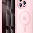 Symcele Designed for iPhone 16 Pro Case, Compatible with MagSafe, with Privacy Screen Protectors X2, [Camera Protection] [15FT Military Drop Protection] Shockproof Phone Case, 2024, Pink