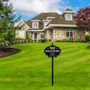 No Soliciting Sign for House - 14x9 Inch Aluminum No Solicitors Sign with 50" Stake - Weatherproof Yard Sign for Home, Front Door, Lawn, Business Black