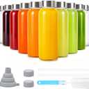 Sursip 10 oz Glass Juice Bottles, 8 Pack with Stainless Steel Lids – Reusable Small Glass Bottles for Smoothies, Iced Tea & Milk – LeakProof, BPAFree, Dishwasher Safe