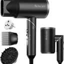 ANNLARY Dual Voltage Travel Hair Dryer with Diffuser & Comb, 1800W Portable Foldable Blow Dryer, Plasma Ionic Hairdryer for Frizz Control & Shine, Low Noise, 110V-120V/220V-240V European Use