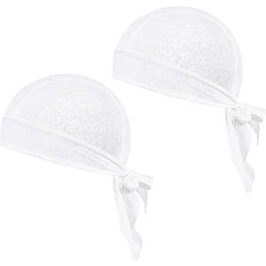 GXCROR Cooling Bandana Cap, Sweat Wicking Helmet Liners, Skull Caps, Doo Rag for Motorcycle, Bicycle, Running, Outdoor Work (White White)