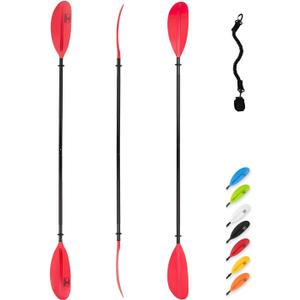 OCEANBROAD Kayak Paddle 90.5in/230cm Alloy Shaft Kayaking Boating Canoeing Oar with Paddle Leash 1 Paddle, Red