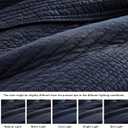 PALASSIO Striped Navy Blue 100% Cotton Quilt California Cal King Size Bedding Sets, Oversized Lightweight Channel Pick Stitch Textured Bedspread Soft Farmhouse Country Coverlet for All Season, 2 Shams