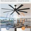 ZMISHIBO 72 Inch Ceiling Fan No Light with Remote Control, 8 Blades Quiet DC Reversible Motor, 6-Speed, Timer, Black Finish, Indoor Outdoor Ceiling Fans for Patios, Living Room, Garage
