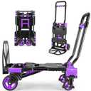 Folding Hand Truck Dolly, 330lb Convertible 4 to 2 Wheel Moving Cart,Purple | Dolly Cart with Retractable, Aluminum Alloy & Cast Iron Build, Nylon Wheels,Compact Fold,for Moving,Office,Delivery,Outdoor