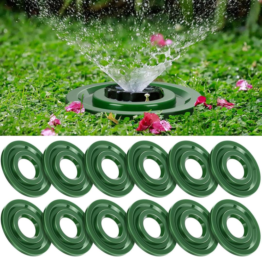 Ziliny 10 Pack Sprinkler Head Protector Donut, 1.57'' ID / 4.65'' OD Fits Pop Up & Fixed Spray Heads, Plastic Lawn Sprinkler Ring Prevents Grass Overgrowth & Mower Damage, Green