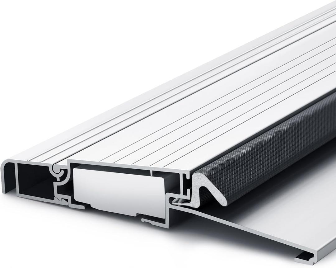 Blulu 36" Aluminum Exterior Door Threshold 5 5/8" Outdoor Swing Threshold Heavy Duty Adjustable Aluminum Door Sill Pan for Weatherproof & Easy Install for Residential/Commercial Use, Silver (1 Pcs)