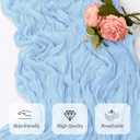 12 Pack Baby Blue Cheesecloth Table Runner 17x108 Inch Semi Sheer Boho Gauze Cheese Cloth Fabric Table Runners, for Wedding Party Baby Shower Birthday Home Decor Garden Farmhouse