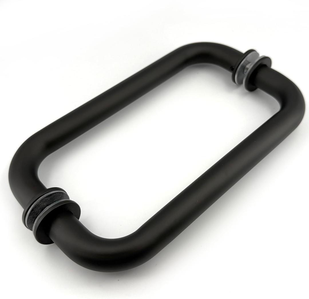 Glass Shower Door Handle, Bathroom Shower Door Replacement Handles, Back to Back 304 Stainless Steel Pull Hardware for SlidingFrameless Shower Doors Pull Handle (Matte Black, 8 inch)