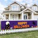 2 x Halloween Yard Decorations Outdoor Pumpkin Banner Happy Halloween Sign Witch Bat Skull Ghost Scene 118x20 Inch Haunted House Backdrop for Fence Porch Lawn Wall Party Decor