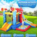 Inflatable Bounce House Water Slide, 7-in-1 Bouncy Castle Combo Water Pool & Bouncing Area & Slides & Basketball Game & Dart Game, Jump House with Storage Bag, Orange, 1.25 ft x 1.25 ft x 1.67 ft