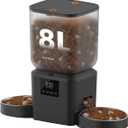 Automatic Cat Feeder for 2 Cats - 8L/34 Cups Dual Automatic Dog Feeder with Dog Food Dispenser for 2-18mm Dry Food, Timed Cat Food Dispenser, Up to 50 Portions 6 Meals Per Day, 10s Voice, Keep Fresh