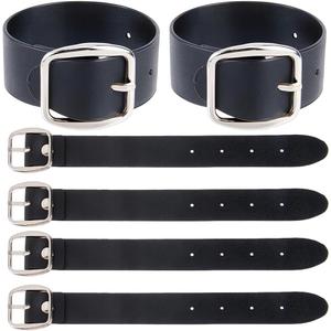 6Pcs 7.2 x 0.7 Inch Adjustable Bicycle Basket Strap Black PU Leather Belt Buckle Extender Adjustable Kilt Skirt Extention Strap with Metal Square Buckle for Coat Jacket Dress Bags DIY Craft