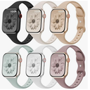 6 Pack Thin Bands Compatible with Apple Watch Band 38mm 40mm 41mm 42mm 44mm 45mm 46mm 49mm Women Men, Sport Silicone Strap Slim Wristband for iWatch Series 11 10 9 8 SE 7 6 5 4 3 2 1 Ultra Black/Starlight/Smoke Violet/Milk Tea/White/Succulent