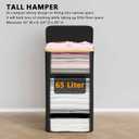 SpaceAid Slim Laundry Hamper with Lid, 65L Narrow Clothes Basket Bin with Bamboo Handles, Skinny Tall Collapsible Hamper for Bedroom, Bathroom, Dorm, Laundry Room - Black