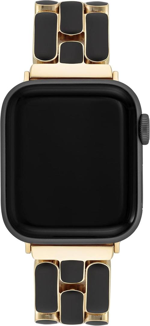 Anne Klein Fashion Bracelet for Apple Watch, Secure, Adjustable, Apple Watch Replacement Band, Fits Most Wrists (42mm (Series 10) & 38/40/41mm, Black/Gold)