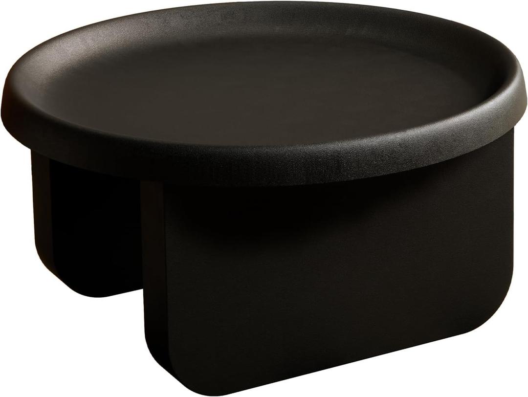 Modern Round Coffee Table,Black Nesting Coffee Tables,Metal Center Table,Unique Circle Coffee Table for Living Room(Black, Great Circle29.1 x 16.5in