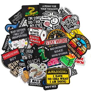 20 Pieces Random Funny Patches, Hook and Loop Humorous Funny Embroidered Meme Morale Patch, DIY Applique Accessories for Backpacks, Dog Harnesses, Army Vests, Hats, Helmets