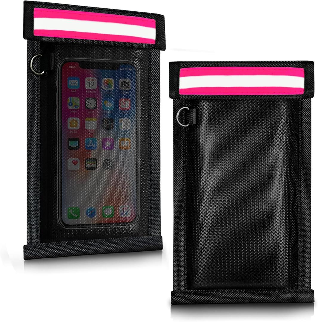 ocuvaep Faraday Bags for Phones and Car Keys (2 Pack), Military Grade Signal Blocking Bag Blocks 5G, WiFi, GPS, RFID & Bluetooth, Anti-Theft Protection for Phones & Digital Privacy (Pink)