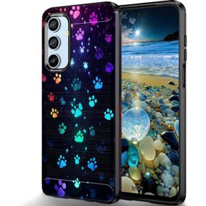 Designed for Samsung Galaxy A17 5G 6.7" 2025 Case,Brushed Texture Soft TPU Slim Fit Protective Phone Cover,Colorful Dog Paw Prints