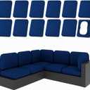 hyha 12Pcs Patio Cushion Covers, Stretch Outdoor Couch Cushion Covers Replacement, Washable Outdoor Chair/Sofa Slipcovers for Patio Furniture Cushions Protector with Elastic Bottom(Navy,Cover Only)