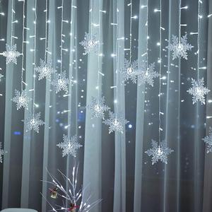 Christmas Snowflakes LED Curtain String Lights 11.5ft/3.5M 96LED Christmas Window Curtain Light Plug in String Light for Xmas Decor,Indoor and Outdoor,Birthday Party,Wedding, Bedroom Patio