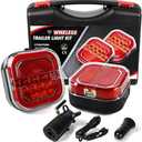 WUSHIXAN Wireless Trailer Lights, 2 Mounting Options Magnetic Trailer Light Rechargeable Towing Light Kit, 12V/24V Portable LED Tow Lights Kit for Trucks, Boat, RV
