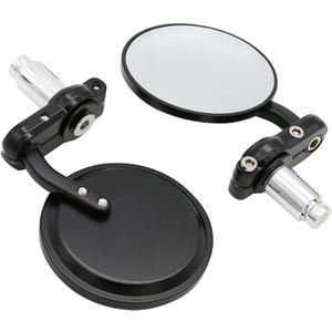 Universal Black 3" Round 7/8" motorcycle mirrors for handlebars Handle Bar End Rearview Convex Mirrors Inceased Vision Side for For Harley Davidson Honda Indian Kawasaki Suzuki Triumph and Yamaha