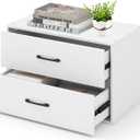 2 Drawer Lateral File Cabinet, Stackable Home Office Drawers, Under Desk Printer Stand, Low Storage Organizer, Horizontal Wooden Filing Cabinet for Study Living Room, No Wheels (1, White)