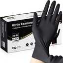 Schneider Nitrile Exam Gloves -L, 100-ct Box, Black Disposable Gloves Latex-Free, Powder-Free, Food Safe, Medical Gloves for Cooking, Cleaning, Examination