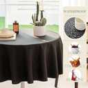 BYDOLL Table Cloth Round 60 Inch Fits Max50 Inch Diameter Top,4 Pack Black Washable Outdoor Winkle and Stain Resistant Spillproof Polyester Tablecloth for Round Tables Party Cover