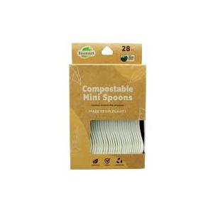 Biosmart Compostable Mini Spoons: 28 Count, Disposable Spoons, Great For Parties, Events, Tastings, And Sampling, Appetizers And Hors D'oeuvres Spoons Eco Friendly,  28 CT