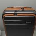 Carry On Luggage 22x14x9 Airline Approved, FLO5 Expandable Polycarbonate Suitcase with Front Pocket (FX-Core, Brown-Black, 20 Inch)