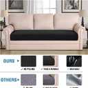 H.VERSAILTEX Super Stretch Individual Seat Cushion Covers Sofa Covers Couch Cushion Covers Slipcover Sets Thick Jacquard Textured Twill Fabric (1 Piece Sofa Cushion Cover, Black)