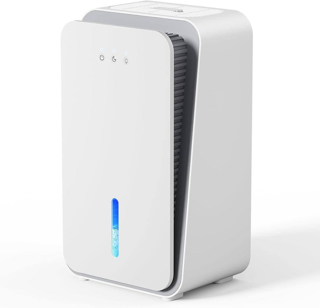 Dehumidifier for Home, Quiet Portable Dehumidifier with Auto Shut Off, 7-Color LED Light for Basement, Bedroom, Bathroom,Milky