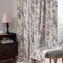 jinchan Blackout Floral Curtains for Living Room Bedroom Linen Blend Curtain Farmhouse Black Printed with Lined Back Tab Rod Pocket Drapes Window Treatments 2 Panels 102 Inch
