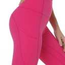 Buttery Soft Tummy Control Workout Leggings with Pockets for Women High Waisted Athletic Yoga Pants (Pink)