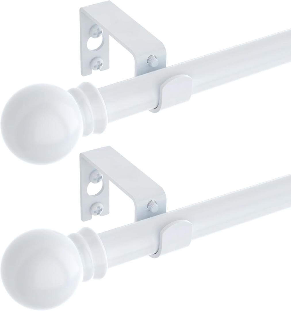 GXOACKJ 2 Pack White Curtain Rods for windows 48 to 84-93 inch, 5/8 inch Splicing Heavy Duty Metal Curtain Rod Set with Brackets