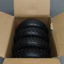 4.10/3.50-4 Tire & Wheel Flat Free, 4 Pack Heavy Duty Solid PU Non-inflated Tires with Double Sealed Bearings, 5/8 in Axle Bore Hole & 2.15 in Offset Hub for Dolly/Dump Cart/Wheelbarrow