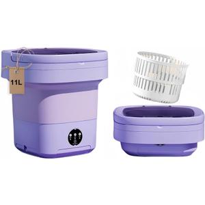 Portable Washing Machine, Mini Washer, 11L Upgraded Large Capacity Foldable Washer, Deep Cleaning of Underwear, Baby Clothes and Other Small Clothes, Suitable for Apartments, Dormitories, Hotels,(Purple)