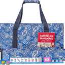 American Mahjong Game Set, 166 Quality White Tiles, 4 All-in-One Color Rack/Pushers, Mahjong Tile Set with Blue Printed Carrying Bag