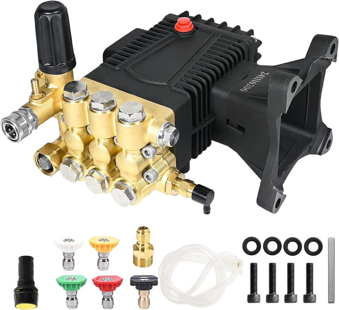 1" Shaft Horizontal Triplex Pressure Washer Pump, Replacement Pump Compatible with Simpson 90034 90039 41113 41028 41030 41115 General pump TS2021 EZ4040G RSV4G40-PKG, Max 4000 PSI & 4.6 GPM