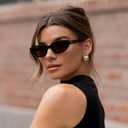 WearMe Pro - Womens Narrow Cat-Eye Sunglasses: Acetate Frame and Anti-Reflective Lenses