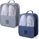 Windyun 2 Pcs Shoe Bags for Travel Holds 3 Pair of Shoes Travel Shoe Bag for Packing Portable Shoe Cubes for Travel and Daily Use(Navy Blue, Gray)
