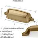 6 Pack 3 inch(76 mm) Brushed Brass Cabinet Cup Pulls Brushed Gold Drawer Pulls Kitchen Hardware Cabinet Handles Drawer Handles Knobs Cup Pull.