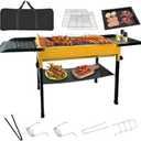 Portable Charcoal Grill, Folding Camping Grills for Hibachi Skewers Stainless Steel, Portable BBQ Grill for Outdoor Cooking Backyard Camping Picnics Beach