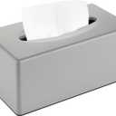 Y-in Hand Tissue Box Cover, Rectangular Facial Tissue Holder with Bottom, Decorative Storage Box for Bathroom Vanity, Toilet Tank, Car, Dressers, Night Stand, Rv, Parlors and Offices - Grey