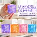 4 Pack Glitter Square Stress Balls - Colorful Sensory Squishy Balls, Normal